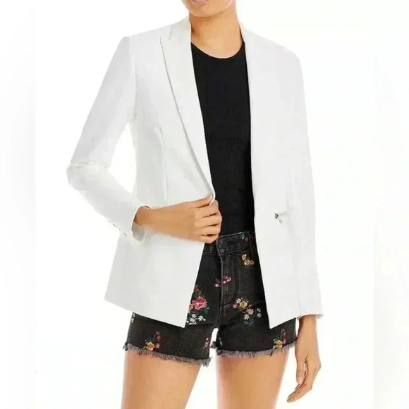Veronica Beard Iconic Scuba Dickey Jacket Blazer Size 6 White Zipper Pockets - Picture 3 of 11